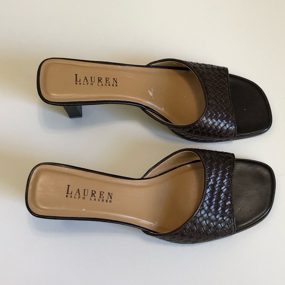 Lauren Ralph Lauren Black Woven Slide Sandals